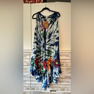 Rivieras Asymmetrical Sundress Blue and Red Resort Wear